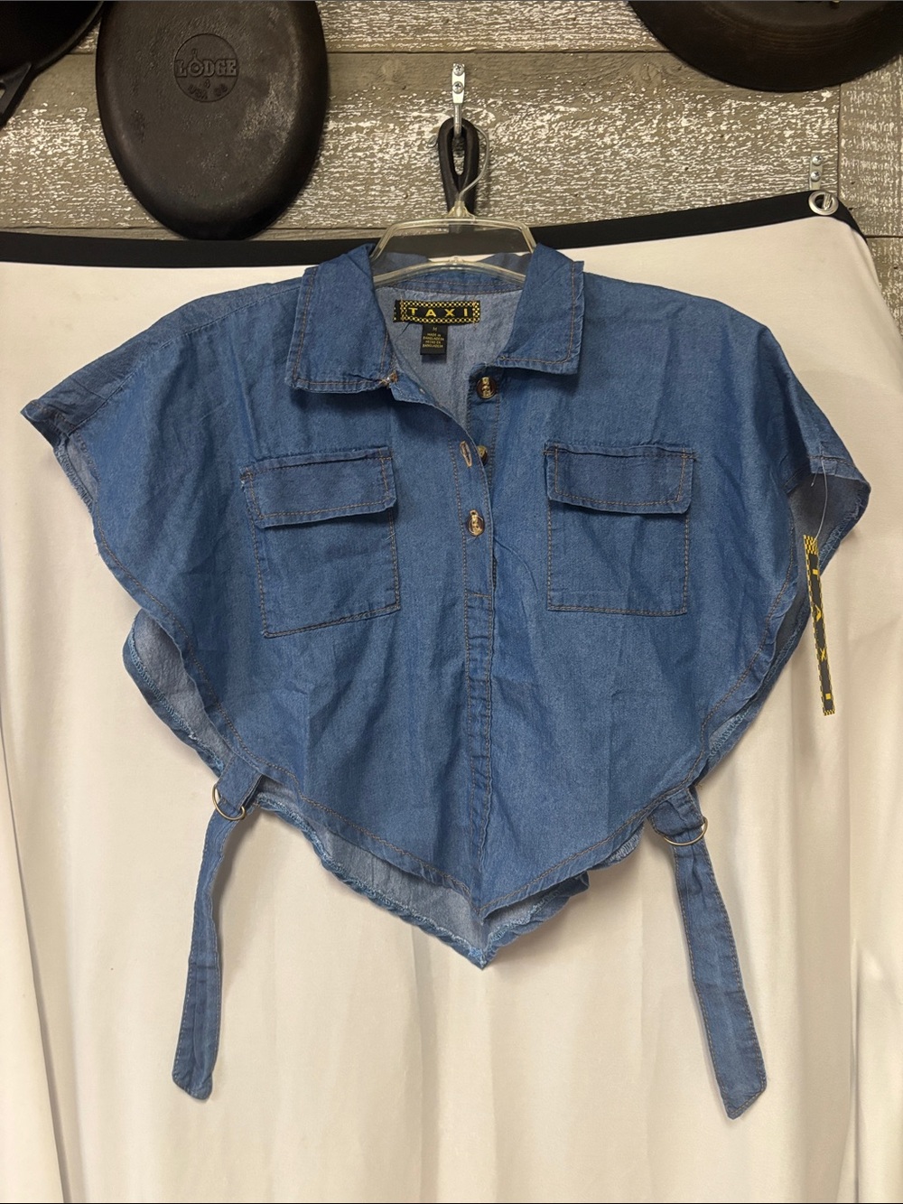 Y2K TAXI Medium Blue Denim Crop Top